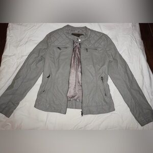 Cavalini grey faux leather jacket zip up motorcycle jacket